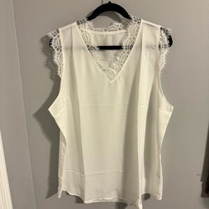 White Lace Accent Blouse